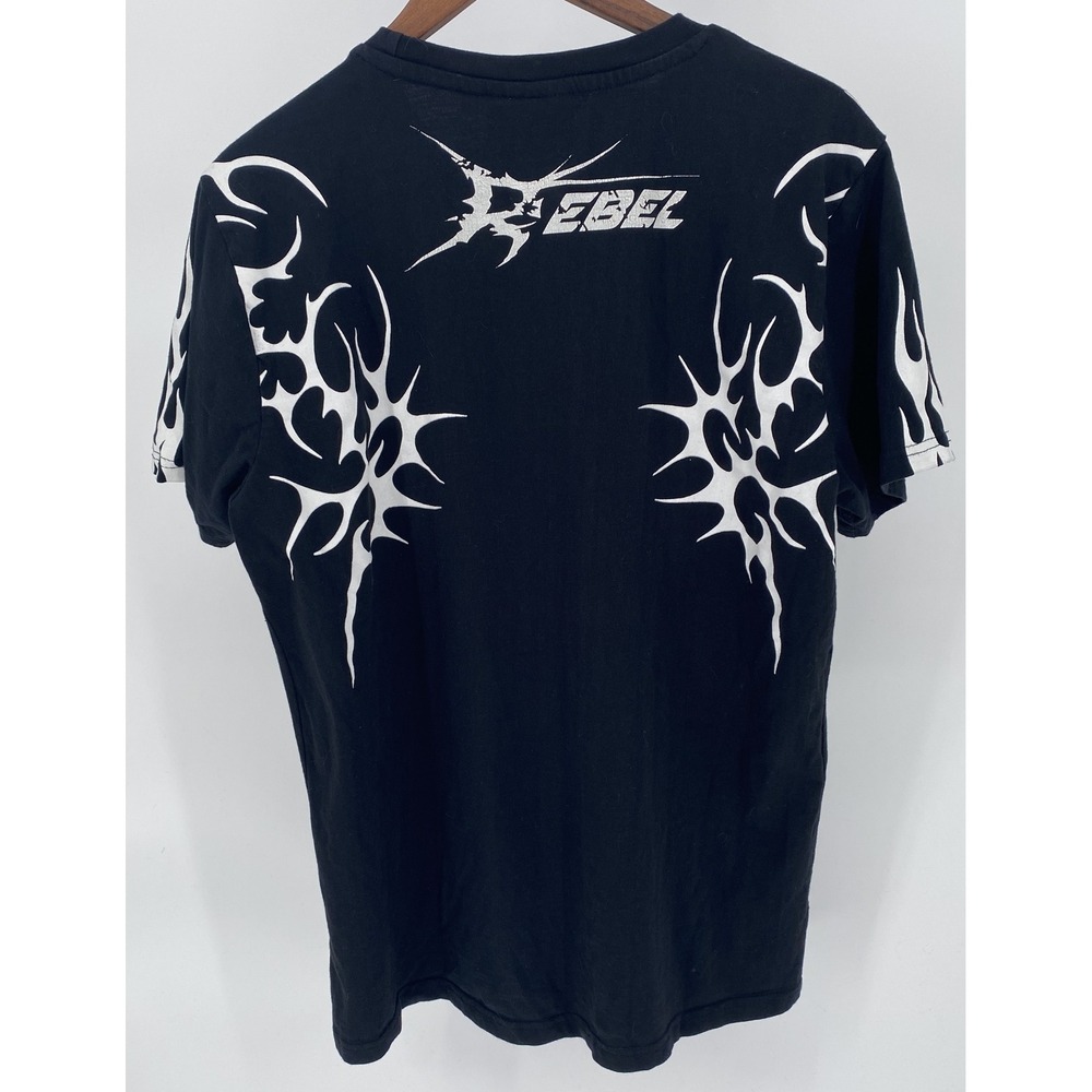 Rebel Vengeance Graphic Tee XL Black Skull Tribal Y2K Punk Grunge Oversized - Picture 3 of 11